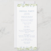 Boho Hellblaue Wildblumen-Hochzeitsprogrammkarte (Rückseite)