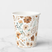Boho Hellbraune Blume  Pappbecher (Rückseite)