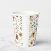 Boho Hellbraune Blume  Pappbecher (Rechts)