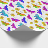 Boho Helle Schmetterlinge Farbige Retro Frühling Geschenkpapier (Ecke)