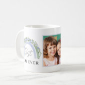 Boho Hellgrün Blaue Blumen Wasserfarben Regenbogen Kaffeetasse (Vorderseite Links)
