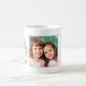 Boho Hellgrün Blaue Blumen Wasserfarben Regenbogen Kaffeetasse (Mittel)
