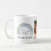 Boho Hellgrün Blaue Blumen Wasserfarben Regenbogen Kaffeetasse (Links)