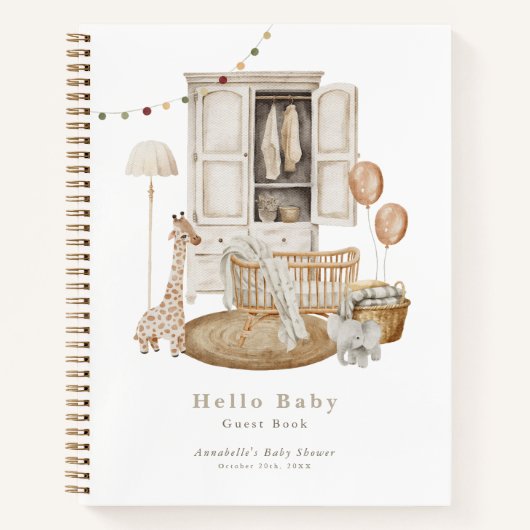 Boho Hello Baby Dusche Kinderzimmer Wardrobe Gäste Notizblock (Vorderseite)