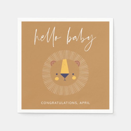 Boho Hello Baby Lion Shower Gold Serviette (Vorderseite)