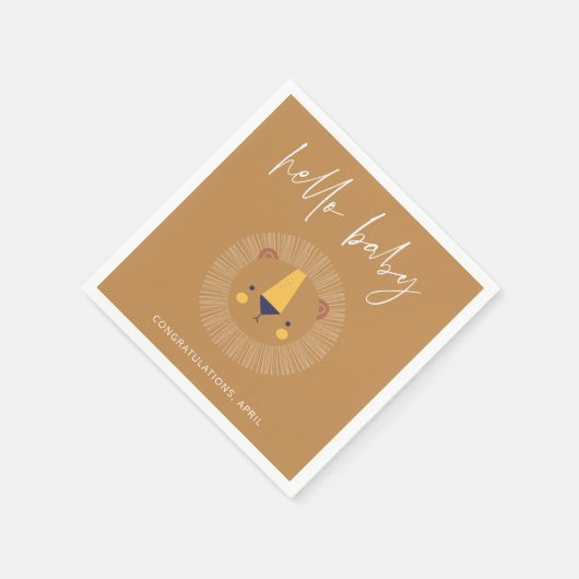 Boho Hello Baby Lion Shower Gold Serviette (Ecke)