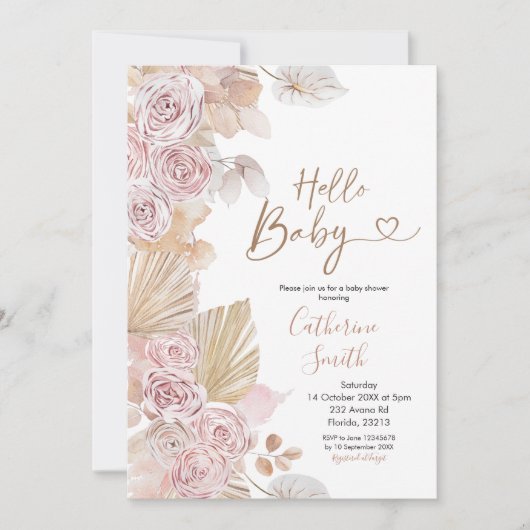 Boho Hello Baby Shower Einladung (Vorderseite)