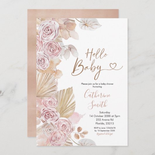Boho Hello Baby Shower Einladung (Vorne/Hinten)