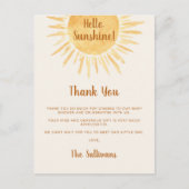 Boho Hello Sunshine Baby Dusche Danke Postkarte (Vorderseite)
