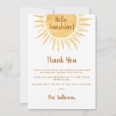 Boho Hello Sunshine Baby Dusche Dankeskarte (Vorderseite)