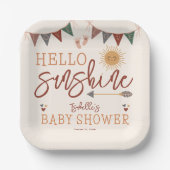 Boho Hello Sunshine Baby Dusche Pappteller (Vorderseite)