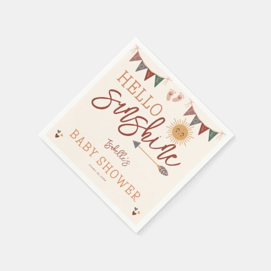 Boho Hello Sunshine Baby Dusche Serviette (Ecke)