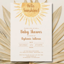 Boho Hello Sunshine Gender Neutral Baby Shower Inv