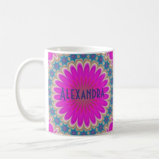 Boho Hellrosa Mandala Kaffeetasse (Links)