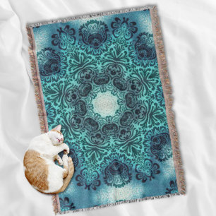 Boho henna Blumenpaisley Türkis aquamarine Mandala Decke