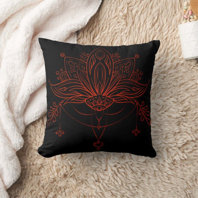 Boho Henna Lotus Blume Kissen (Decke)