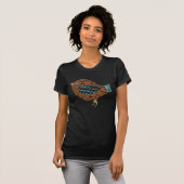 Boho Henna Primitive Bird Mosaik Aquamarin Orange T-Shirt (Vorne ganz)