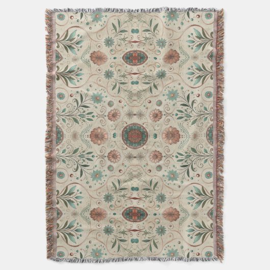 Boho Herb Pattern Decke (Vorderseite Vertikal)