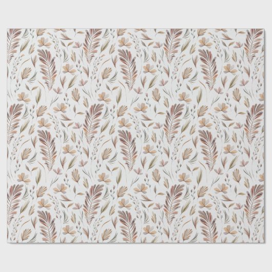 Boho Herbst Blätter Rust Green Geschenkpapier (Flach)