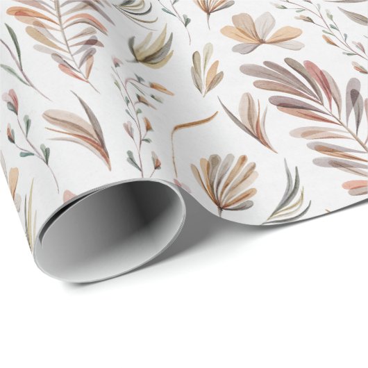 Boho Herbst Blätter Rust Green Geschenkpapier (Rolleneckpunkt)