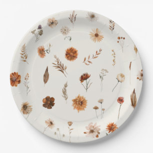 Boho-Herbst-Blumen-Baby-Party  Pappteller