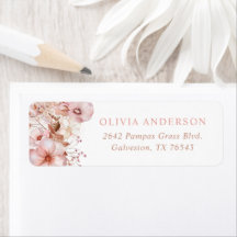 Boho-Herbst-Blumen-Babyshower-Rücksende-Adressetik