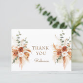 Boho-Herbst-Blumen-Hell-Terrakotta-Minimal Dankeskarte (Stehend Vorderseite)