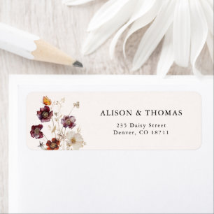 Boho-Herbst-Blumen-Hochzeit-Rücksendeadresse