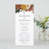 Boho-Herbst-Blumen-Hochzeitszeremonie Programm (Stehend Vorderseite)