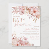 Boho-Herbst-Blumen-Kürbis-Baby-Party Einladung (Vorderseite)