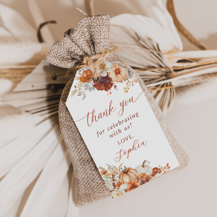 Boho-Herbst-Blumen-Kürbis-Baby-Party Geschenkanhänger