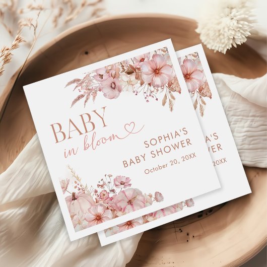 Boho-Herbst-Blumen-Kürbis-Baby-Party Serviette