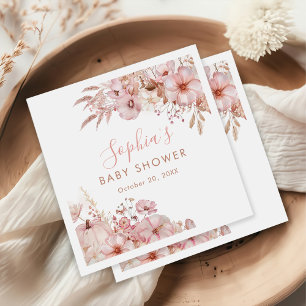 Boho Herbst Blumen Kürbis Baby Shower Serviette