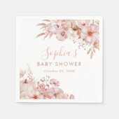 Boho Herbst Blumen Kürbis Baby Shower Serviette (Vorderseite)