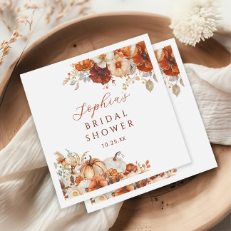 Boho-Herbst-Blumen-Kürbis-Junggesellinnenabschied Serviette