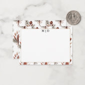 Boho-Herbst-Blumen-Monogramm  Mitteilungskarte (Vorderseite/Rückseite Beispiel)