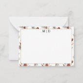 Boho-Herbst-Blumen-Monogramm  Mitteilungskarte (Vorderseite)
