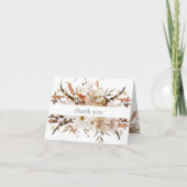 Boho-Herbst-Blumen-Neutrale-Rustikale-Hochzeit Dankeskarte (Vorderseite)