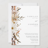 Boho-Herbst-Blumen-Neutrale-Rustikale-Hochzeit Einladung (Vorderseite)