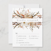 Boho-Herbst-Blumen-Neutrale-Rustikale-Hochzeit RSVP Karte (Vorderseite)