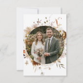 Boho-Herbst-Blumen-Neutrale-Rustikale-Hochzeitsfot Save The Date (Rückseite)