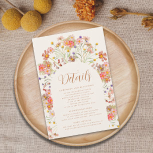 Boho Herbst Blumen Terrakotta Hochzeitsdetails Begleitkarte