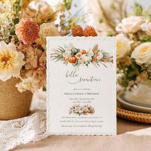 Boho-Herbst-Blumenanordnung Geburtstag Einladung