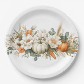 Boho-Herbst-Blumenarrangement-Papierteller Pappteller (Vorderseite)