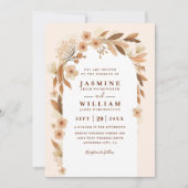 Boho-Herbst-Blumenbogen-eleganter-QR-Code-Hochzeit Einladung (Vorderseite)