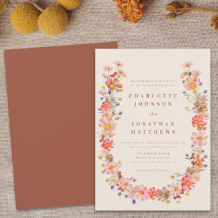 Boho-Herbst-Blumenhochzeit Einladung