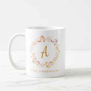 Boho-Herbst-Blumenkranz Personalisierter Name Kaffeetasse
