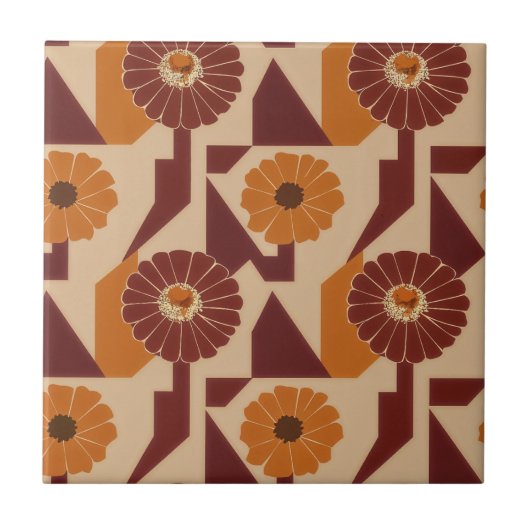 Boho-Herbst-Blumenmuster Fliese (Vorderseite)