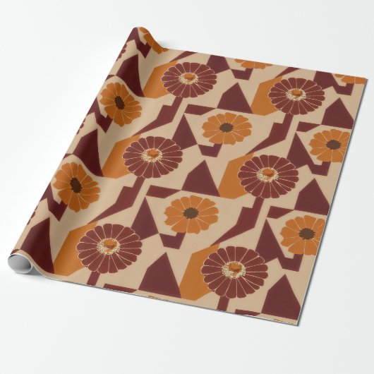 Boho-Herbst-Blumenmuster Geschenkpapier (Ungerollt)