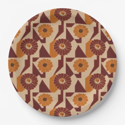 Boho-Herbst-Blumenmuster Pappteller (Vorderseite)